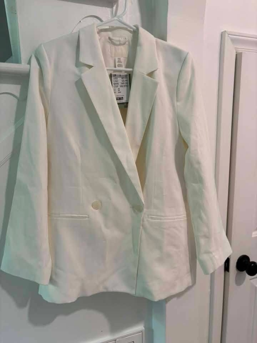H&M Cream Single-Button Tailored Blazer